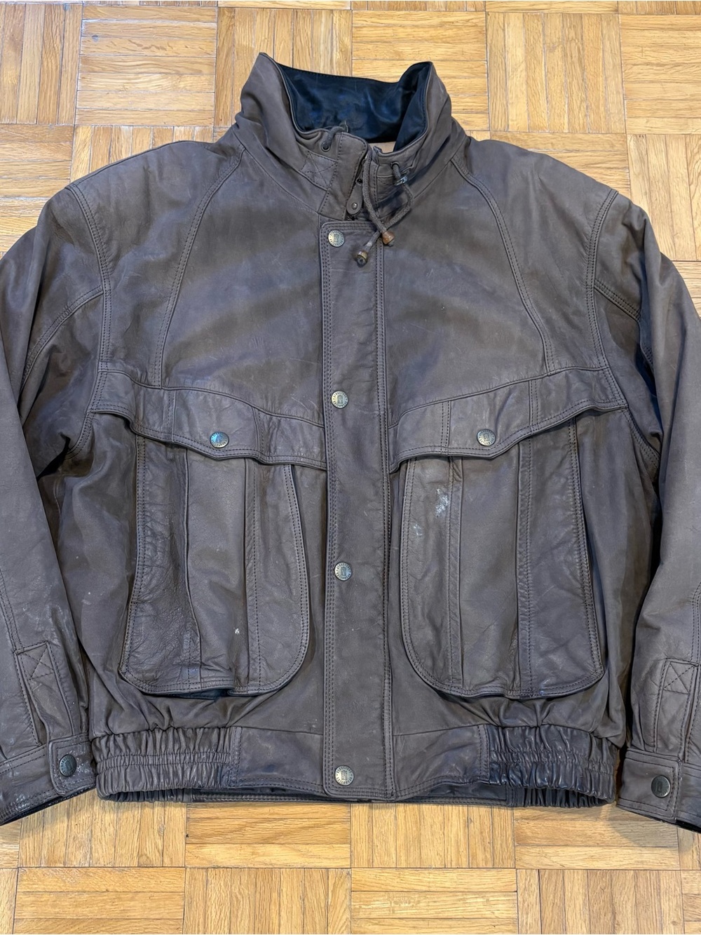 Vintage 90’s Structure Outerwear Leather Multi Pocket Bomber Jacket